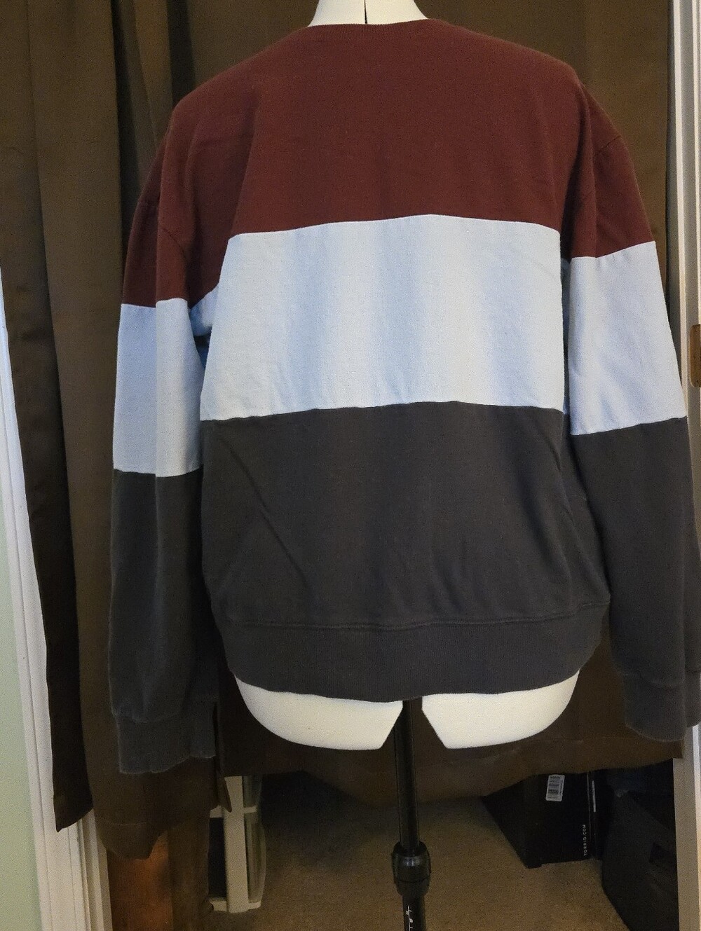 Original Use Colorblock Crewneck Sweater - Maroon, Light Blue & Navy